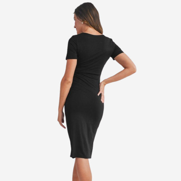 VESTIDO MIDI CUELLO CUADRADO