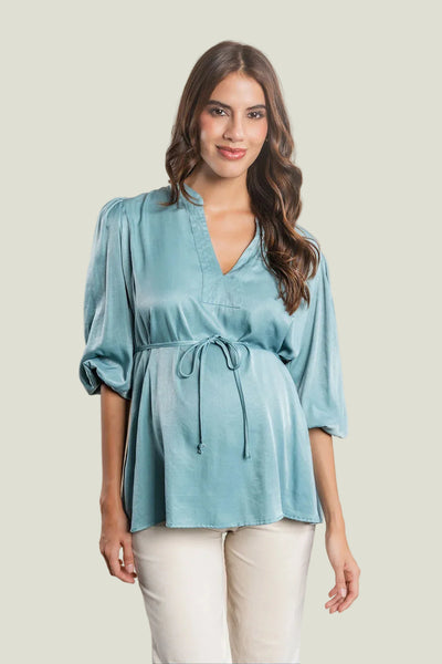 BLUSA EN CUELLO V MANGA 3/4