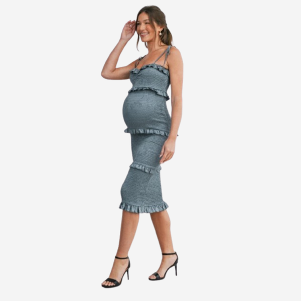 VESTIDO MIDI CON RUFFLES
