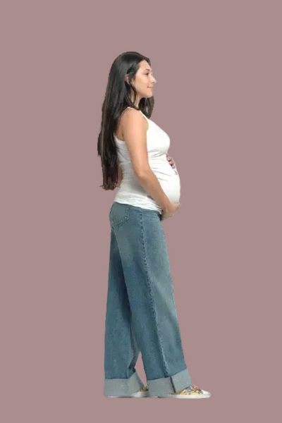 Jeans wide leg roll cuff