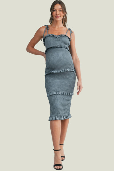 VESTIDO MIDI CON RUFFLES