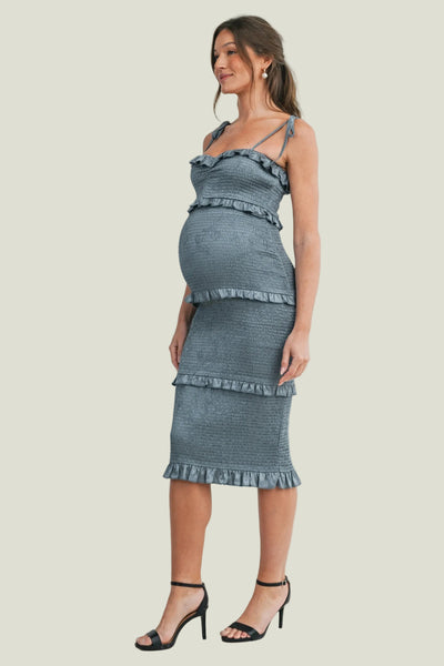 VESTIDO MIDI CON RUFFLES