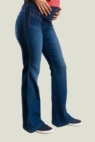 JEANS MATERNO CON BOLSILLOS TRENZA