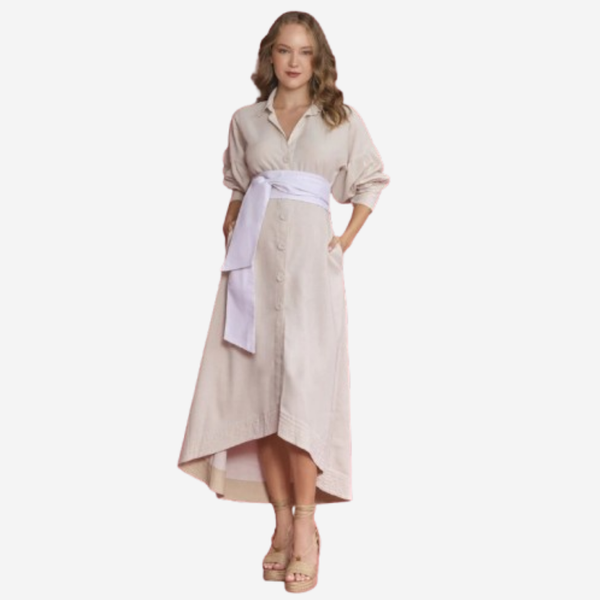 Vestido Manga puff Lino