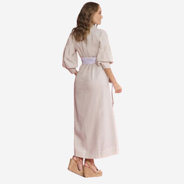 Vestido Manga puff Lino
