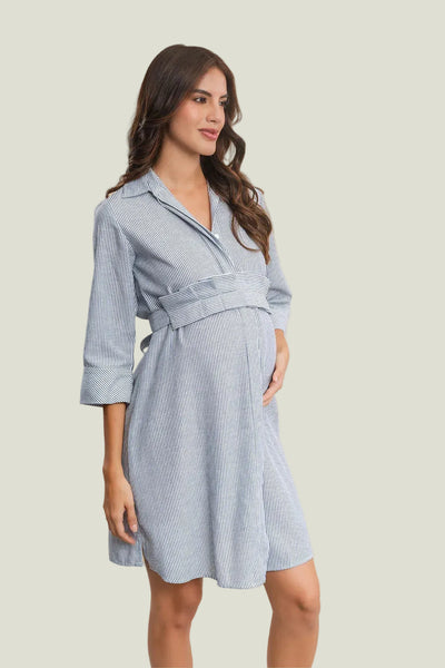 VESTIDO DE MATERNIDAD CAMISERO CON CINTORON