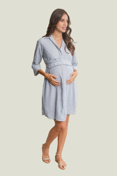 VESTIDO DE MATERNIDAD CAMISERO CON CINTORON