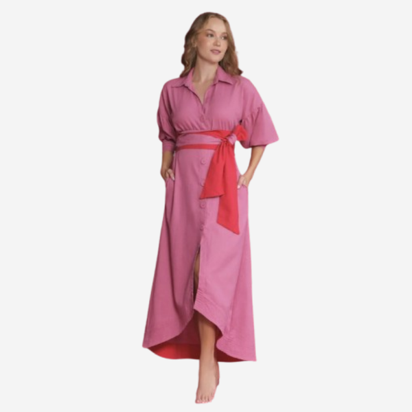 Vestido Manga puff Lino