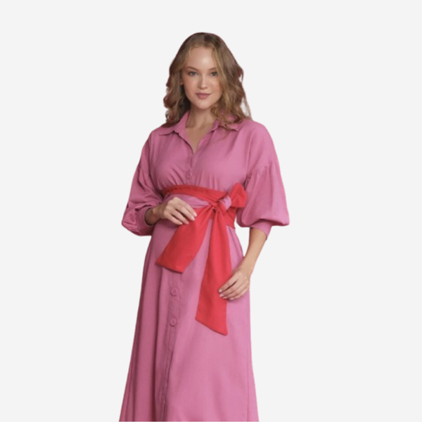 Vestido Manga puff Lino