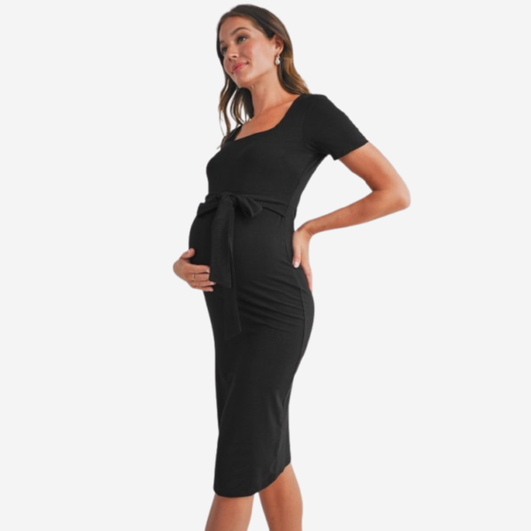VESTIDO MIDI CUELLO CUADRADO