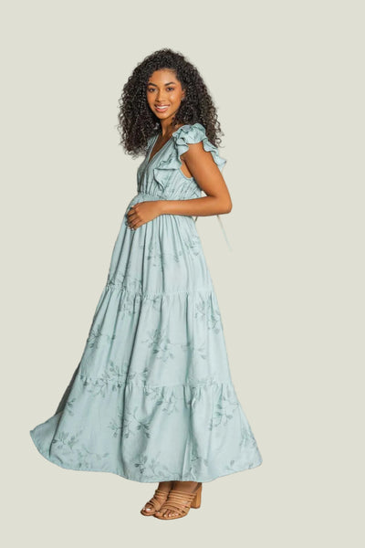 VESTIDO LARGO ESCOTE V CON MULTIPESPULANTES