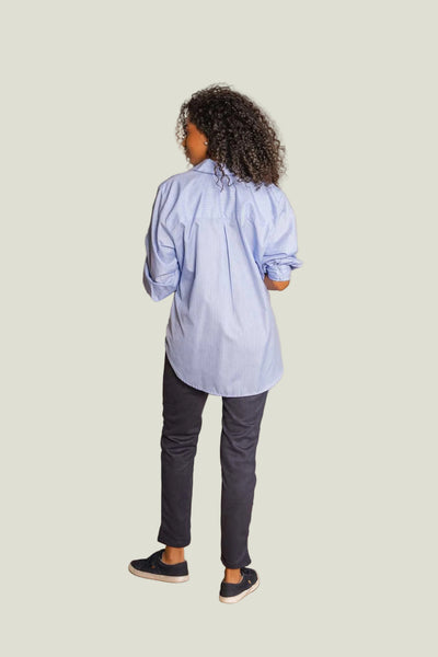 BLUSA MANGA LARGA CON PUÑOS ZURCIDO Y CINTURÒN
