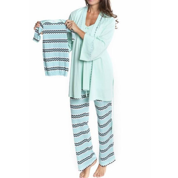 Set de Pijama para Mamá y Bebé con Estampado Zig Zag