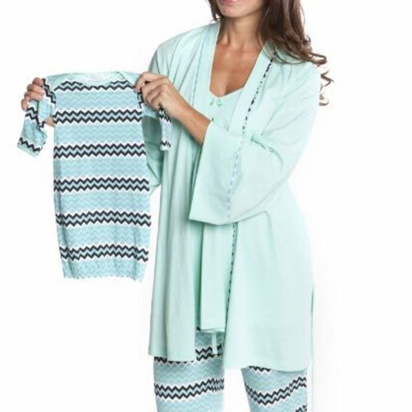 Set de Pijama para Mamá y Bebé con Estampado Zig Zag