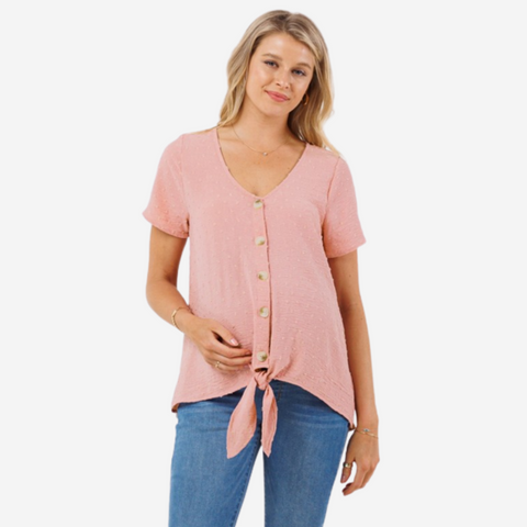 Blusa de maternidad con botones y lazo